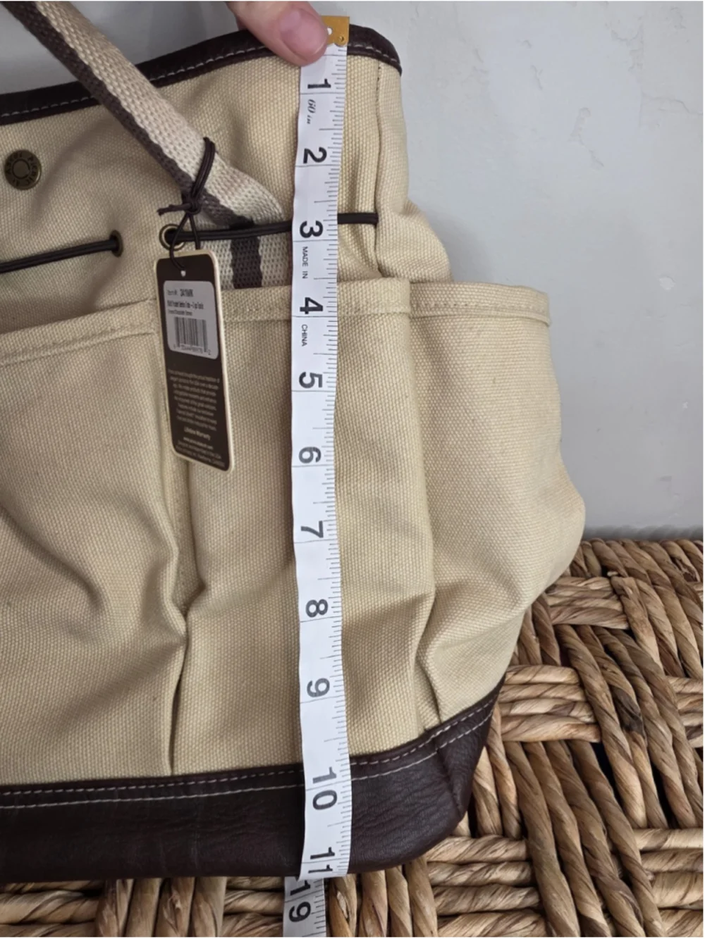 Picnic at Ascot Canvas Garden Tote Multi Pocket Tool Bag Cream Brown NWT 341WK